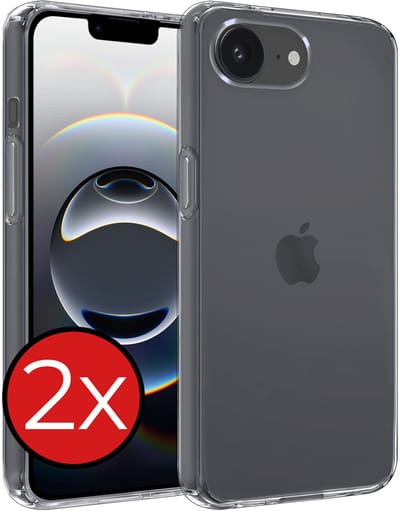 Hoesje - 2 Stuks - Geschikt voor Apple iPhone 16e / 17e - Sterk & Shockproof - Telefoonhoes - Back Cover - Case Siliconen - Telefoon Hoes - Transparant