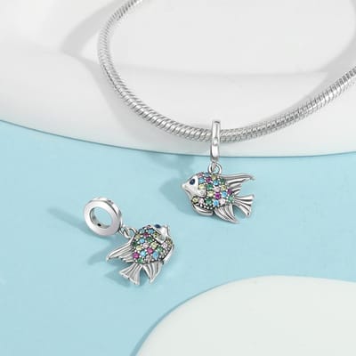 Charme Poisson Bleu Argent Charms Océan Plaqué Cuivre Pour Charme Plaqué Cuivre Véritable Bracelets Pour Artisanat de Bijoux gray