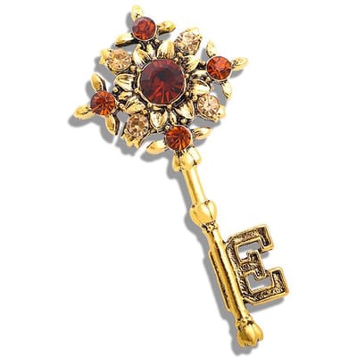 Vintage Barok Paleis Stijl Sleutel Broches Spelden Voor Vrouwen Meisjes Elegant Kristal Retro Pak Jas Speldjes Gesp Accessoires beige