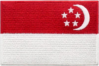 Singapore-vlag patch geborduurd 8,6 cm - ijzer op of naai - 100% volle borduurwerk - ideaal voor kleding - ShopVlot