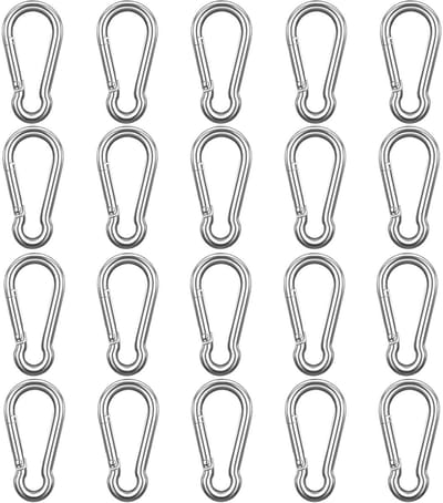 GELLDG 20 stuks Karabijnhaken - 50x25mm kleine karabijnhaken - Aluminiumlegering - Sleutelhangerkarabijnhaken - Geschikt voor rugzakken, riemen, tenten, kamperen, reizen