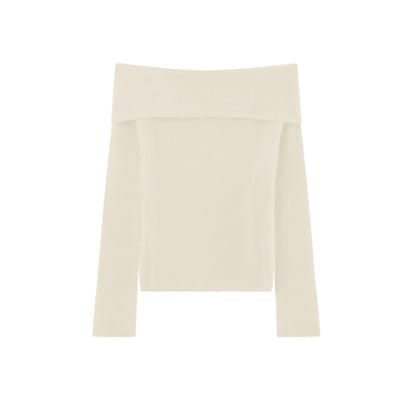 Grace & Mila Oranger trui off-shoulder omgeslagen Off White