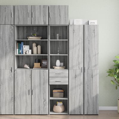 vidaXL - Opbergkast - smal - 40x42,5x225 - cm - bewerkt - hout - grijs - sonoma - eiken