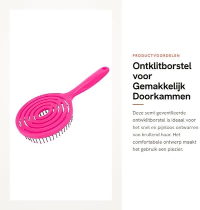 Dailygoods- Ontklitborstel superzacht - Semi-geventileerd - Ontwarrend - Comfortabel - Veelzijdig ontwerp - Geschikt voor krullend haar - Haarbeschermborstel