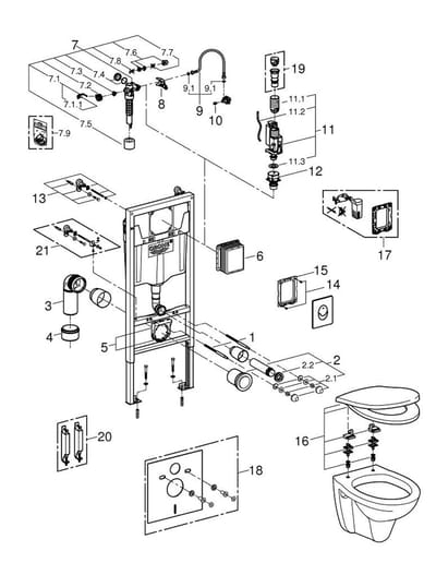 Grohe Solido - Complete toiletset met inbouwreservoir, hangtoilet en softclose wc bril, Skate Air bedieningsplaat, chroom 39192000