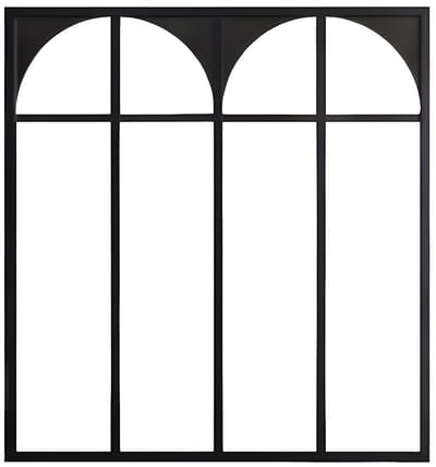 Vente-unique Glazen binnenraam in art-decostijl van gepoederlakt aluminium - 120 x 105 cm - Zwart - ARCADEA