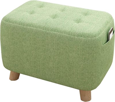 Kleine voetenbank - Vierkante poef - Woonkamer comfort - Stapelbaar met opberger - 40x35 cm - Blauw