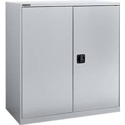 Draaideurkast Schäfer Shop Select MS-i 12409, plaatstaal, B 950 x D 400 x H 1215 mm, 3 OH, wit aluminium, tot 150 kg