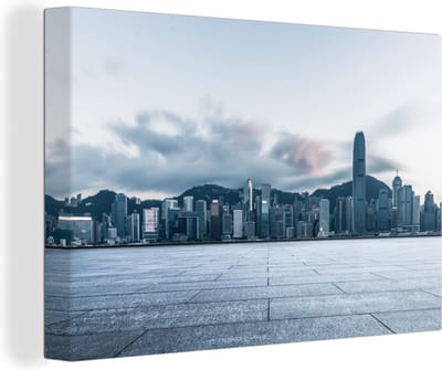 Canvas Schilderij Stad - Hong - Kong - Architectuur - 30x20 cm - Wanddecoratie