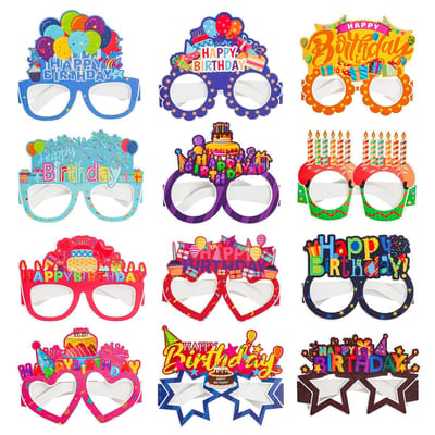 Verjaardagsfotobooth Rekwisieten - 12 Paar Papieren Brillen - Feest Accessoires voor Verjaardagen