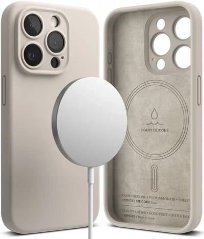 Ringke Silicone Hoesje Geschikt voor Apple iPhone 15 Pro | Compatible met MagSafe | Back Cover Hoesje | Siliconen | Beige