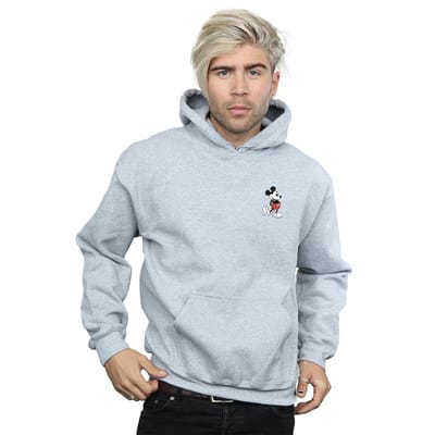 Disney Heren Mickey Mouse Kickin Retro Chest Hoodie (Sportgrijs)