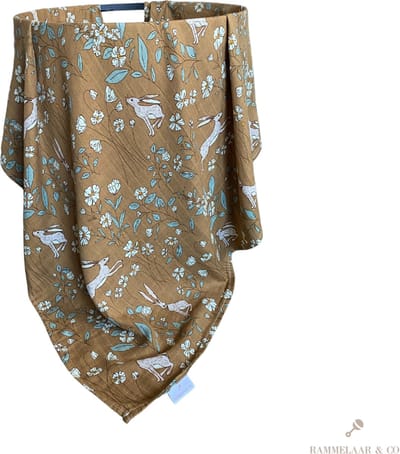 Rammelaar&Co - Hydrofiele Doek XL - 120x120 cm - 70% Bamboe & 30% Katoen - Zacht en Soepel - Konijnen Patroon - Inbakerdoek - Spuugdoek - Kraamcadeau – Inbakeren