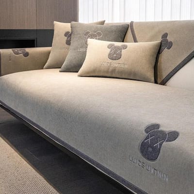 Chenille Sofahoes Antislip Universeel voor Alle Seizoenen Stof Sofahoes Effen Kleur Geborduurde Decoratie Sofakussen Rugleuning Handdoek 30x50cm pillowcase