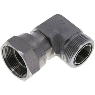 UN 1-11/16''-12 x UN 1-11/16''-12 M/F Verzinkt Stalen L-Fitting 90graden ORFS 250 Bar - Hydrauliek - FL2E-MF-EZ-111U-O
