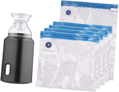 Dailygoody - Oplaadbare Elektrische Vacuumpomp - Compressiezakken - Ruimtebesparend voor Thuis en Reizen - Zwart - USB - Ideaal voor Reizen - 5 Stuks