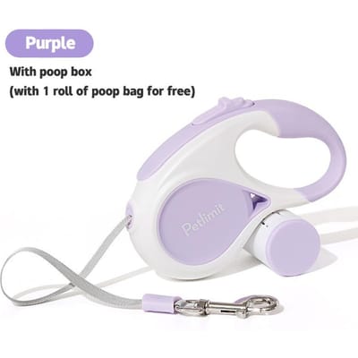 Laisse rétractable automatique pour chien 3M/5M Corde extensible pour voyage en plein air Marche Randonnée Petits chiens Corde de traction Laisse pour chat (PURPLE,5M) violet