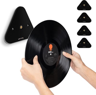 Set van 4 Zwarte Acryl Wandhouders voor LP Vinyl Platen - Platenrek voor Muziekliefhebbers