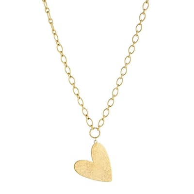 Bijoutheek Collier Grof Gehamerd Hart Goud