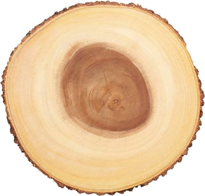 Famanu - Ronde serveerschaal Ø30 cm van acaciahout met schorsrand, rustieke snijplank – Bruin