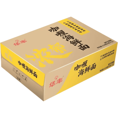Huafeng instant bekernoedels met curry-zeevruchtensmaak 69 g × 12 (volle doos)