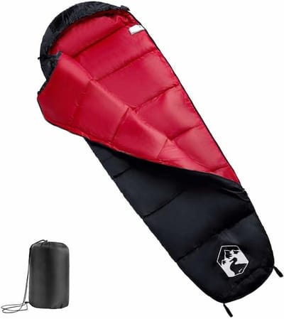 Slaapzak - Kampeerzak - Outdoor avonturen - Waterbestendig materiaal - 180 x 62 cm - Zwart rood