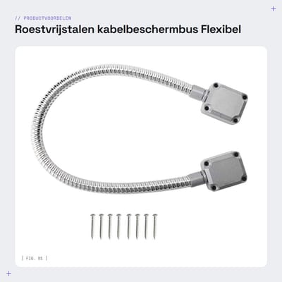 Dailygoods- Kabelbeschermbus 8 mm - Roestvrij staal - Flexibele deurlusbeschermkappen - Duurzaam - Zinklegering - Bescherming installatiekabel - Deurlus