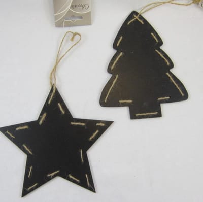 ZoeZo Design - 3 stuks - Kersthanger - krijtbord - tekstbordje - 18 x 18 cm - en 18 x 14,5 cm - hout - ster - kerstboom