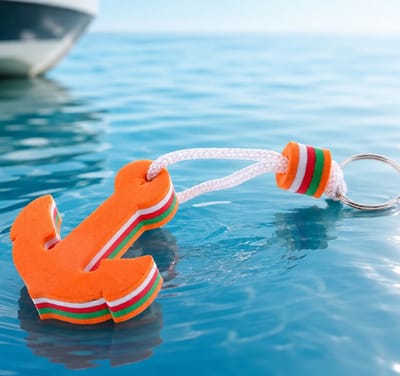 Drijvende Sleutelhanger Anker Oranje – Boot Sleutelhanger – Watersport Accessoire – Sleuteldrijver – Drijvend voor Boot, Zeilen, Vissen & Watersport