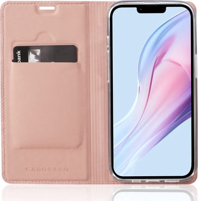 Cadorabo Hoesje geschikt voor Apple iPhone 13 MINI in CLASSY ROSE GOUD - Beschermhoes met magnetische sluiting, standfunctie en kaartvakje Book Case Cover Etui