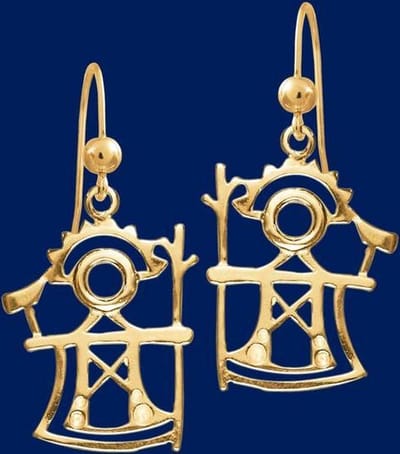 Oorbellen, hang, Gouden "Ukko", God van de donder