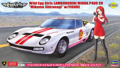 Hasegawa Modelbouwpakket Auto - 52344 Wild Egg Girls Lamborghini Miura P400 SV - Mikumo Shiranagi - met Figuur Plastic - 1:24 - Modelbouw
