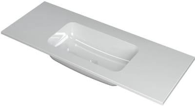 INK Faktor Wastafel Polystone Midden Zonder Kraangat - 1200x450x15 mm - Glans Wit