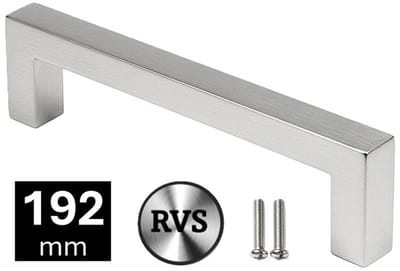 MSQDESIGN- Handgreep RVS - Handgreep zilver 192mm - Handgrepen kast - Meubelgrepen - Keukengreep ZILVER - Kastgrepen - Handgrepen keukenkastjes - Meubelgreep - Handgrepen voor deurtjes - handgreep keuken - Deurgreep -ladegreep-incl schroeven
