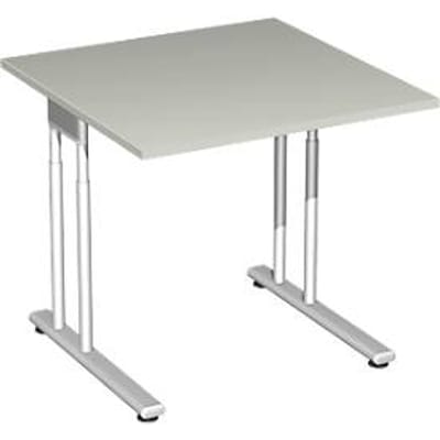 Bureautafel PALENQUE, C-poot, rechthoek, B 800 x D 800 x H 680-820 mm, lichtgrijs