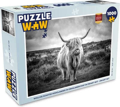 Puzzel Schotse hooglander - Dieren - Wolken - Koe - Natuur - Legpuzzel - Puzzel 1000 stukjes volwassenen