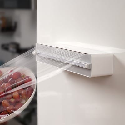 DKE® Foliehouder - Rollenhouder - Keukenrolhouder - alluminiumfolie houder - Folie Dispenser – Wit - Grijs