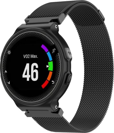 By Qubix - Geschikt voor Garmin Forerunner 220 / 230 / 235 / 620 / 630 / 735 (XT) - Milanese bandje - Small - Zwart