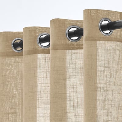 Dailygoods- Gordijnen Set van 2 - Semi-transparant - Met Ringen - 140x215 cm - Beige - Geschikt voor Woonkamer/Slaapkamer - Raamdecoratie