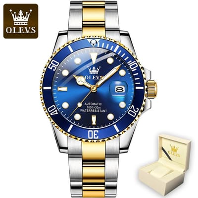 OLEVS 6650 met geschenkdoos Luxe groen waterspook automatisch mechanisch horloge Waterdicht herenhorloge Herenhorloge gray