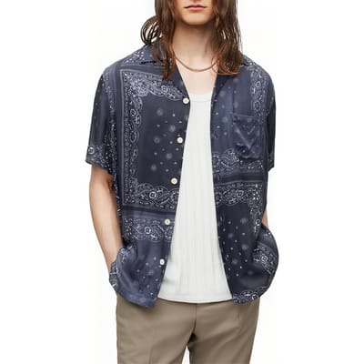 AllSaints Tikal Ss Shirt Jet Black Size: XS | Casual Shirts Outlet | Heren | Blauw