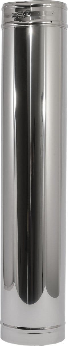 Kachelpijp 1000mm dubbelwandig Ø200/Ø150mm 0,5mm RVS.