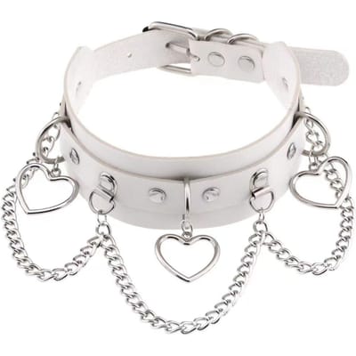Overdreven Punk Pu Leer Liefde Pentagram Ketting Sexy Sleutelbeen Valentijnsdag Halloween Cadeau