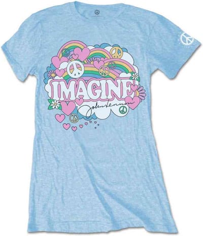 John Lennon - Rainbows, Love & Peace Dames T-shirt - XS - Blauw