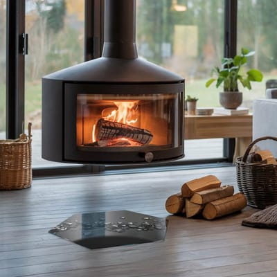 Coloray Vloerplaat Houtkachel - Onderplaat Kachel - 40 cm x 34 cm - Houtkachel Vloerplaat - Zwart Vloerplaat Kachel - Vloerplaat Voor Kachel - Vloerplaat voor Houtkachel - Vloerplaat Open Haard - Plaat Kachel