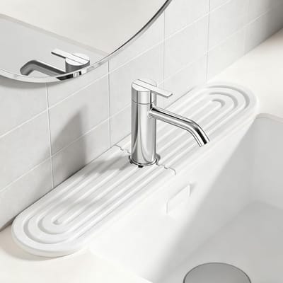 Absorberende Steen voor Keuken en Badkamer, Drainerende Mat voor Wastafel en Pannen, Splash Pad en Bescherming tegen Water (Wit, 40 x 10 cm)