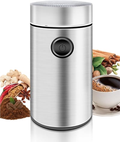 Aura® Coffee Grinder - Coffee Molen - Koffie Grinder - Zilver - 18cm x 10cm x 18cm