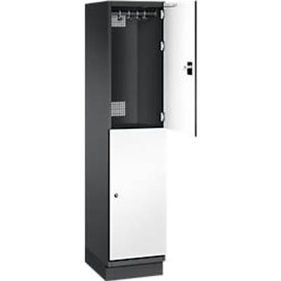 C+P Kast Cambio, 1 vak, 2 vakken, met plint, B 400 x D 525 x H 1980 mm, zwart-grijs/wit