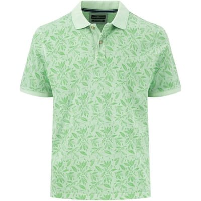 Fynch-Hatton Polo Soft Wash Sunfaded Garment Dyed Leaves Pattern Turf Green / male