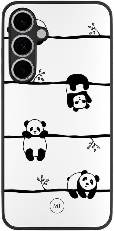 Hoesje geschikt voor Samsung Galaxy S24 FE - Panda - TPU Hard Case Backcover - Zwart, Wit - Mooie Telefoonhoesjes